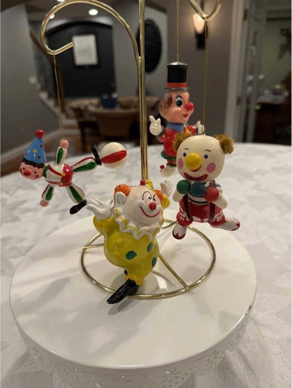 Vintage Clown Christmas Ornaments Set Of 4